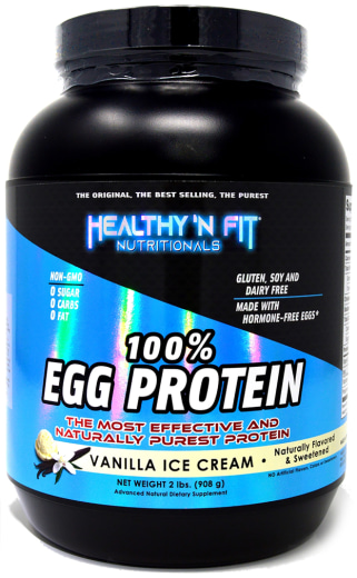 100% egg protein (vaniljeis), 2 lb (908 g) Flaske