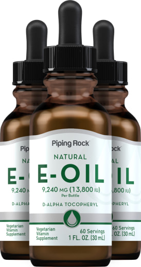 100% natuurlijke vitamine E olie , 13,650 IU, 1 fl oz (30 mL) Druppelfles, 3  Druppelflessen