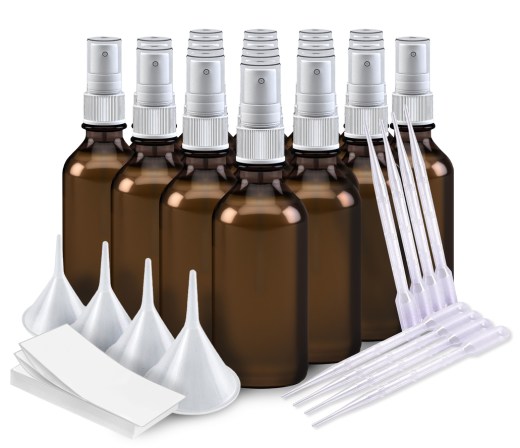 Zestaw do mieszania olejków eterycznych 20 butelek z rozpylaczem o pojemności 1 uncji (30 ml), etykiety, pipety i lejki