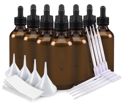 Blandingssett for eteriske oljer, 20 60 ml dråpeflasker, etiketter, pipetter og trakter