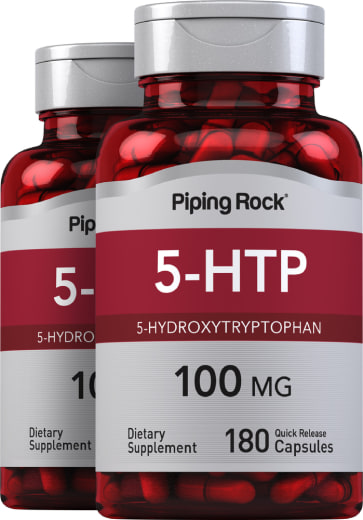 5-HTP , 100 mg, 180 Cápsulas de liberación rápida, 2  Botellas/Frascos
