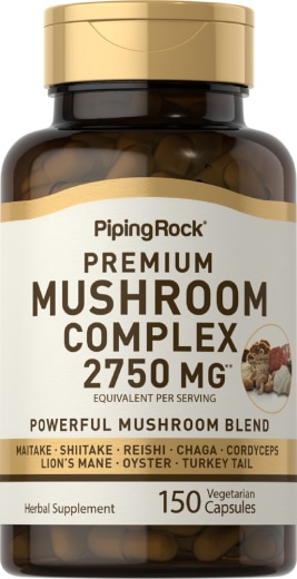 Complexo triplo de extrato de cogumelos, 2750 mg (por dose), 150 Cápsulas vegetarianas