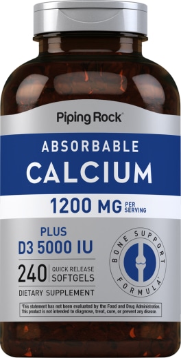 Absorberbart calcium 1.200 mg Plus D 5.000 IE (pr. portion) , 240 Softgel for hurtig frigivelse