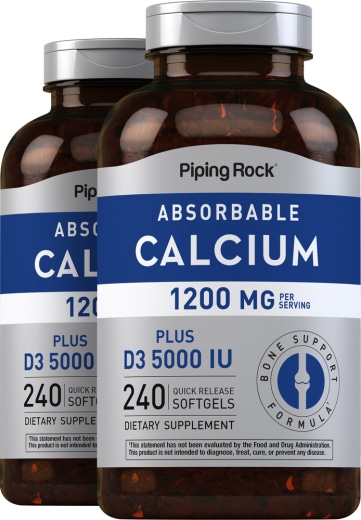 Absorbable Calcium 1200 mg plus D3 5000 IU (per serving), 240 Quick Release Softgels, 2  Bottles