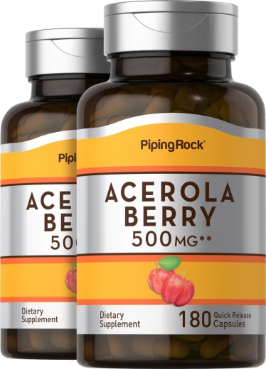 Acerola , 500 mg, 180 Kapsler for hurtig frigivelse, 2  Flasker
