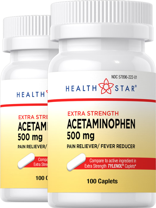Acetaminophen 500 mg, Compare to TYLENOL , 100 Caplets, 2  Bottles