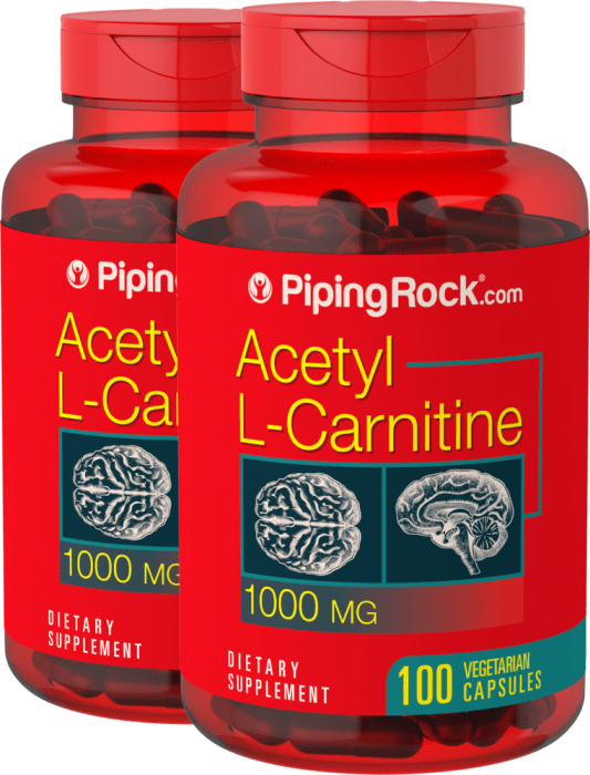 Acetyl L-Carnitine, 1000 mg, 100 Vegetarian Capsules, 2  Bottles