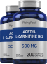 Acetyl L-Carnitin , 500 mg, 200 Kapseln mit schneller Freisetzung, 2  Flaschen