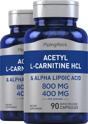 Acetil l-carnitina 400 mg e acido alfa lipoico 200 mg, 90 Capsule a rilascio rapido, 2  Bottiglie
