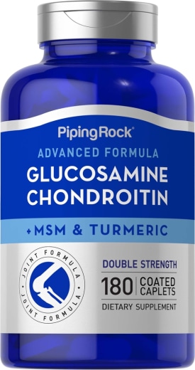 Rozšírená dvojitá sila glukozamín chondroitín MSM Plus Kurkuma, 180 Potiahnuté kapsuly