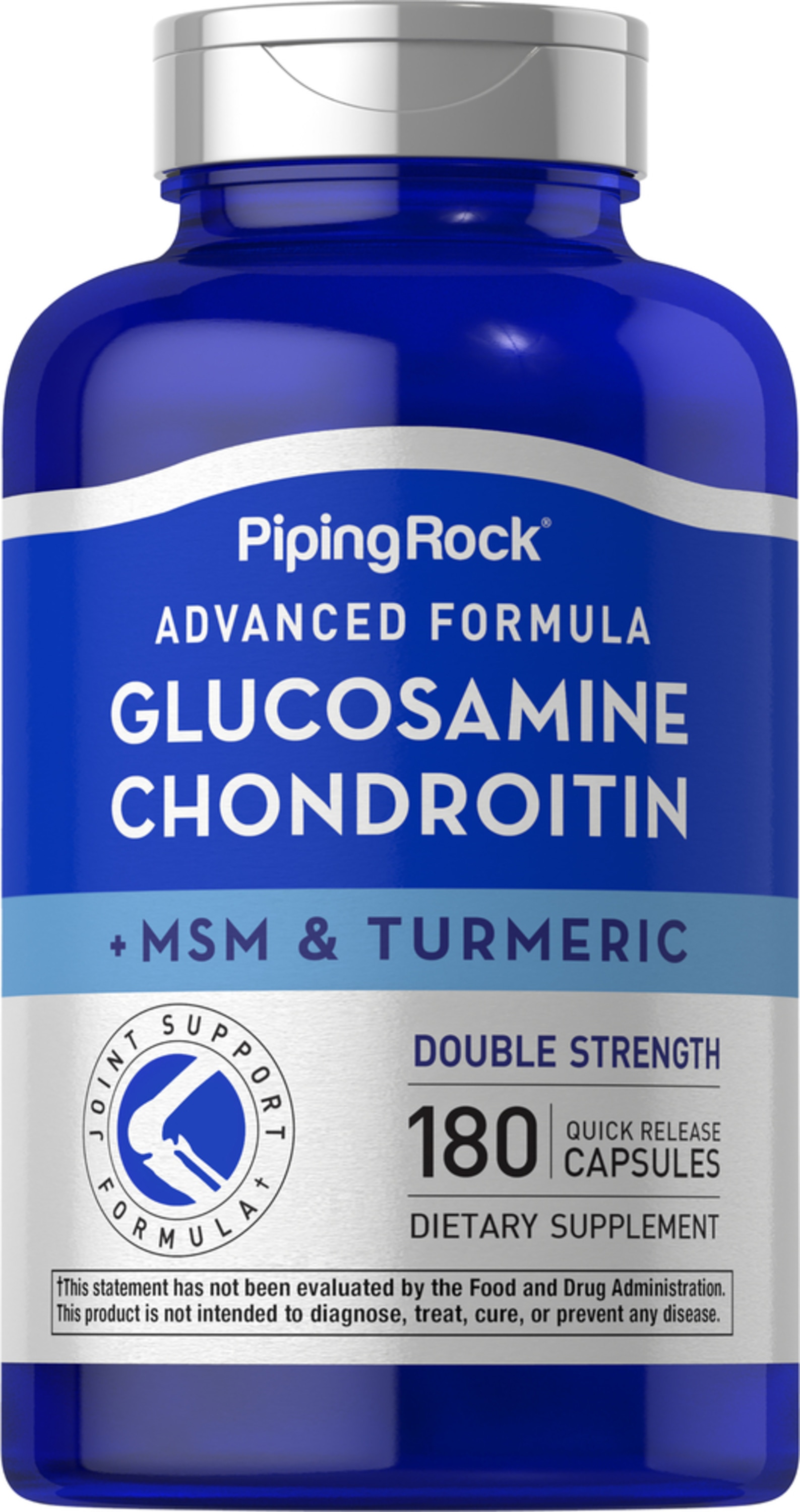 Undskyld mig prosa Oversigt Advanced Double Strength Glucosamine Chondroitin MSM Plus Turmeric, 180  Quick Release Capsules | PipingRock Health Products