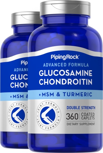 Advanced Double Strength Glucosamine Chondroitin MSM Plus Turmeric, 360 Coated Caplets, 2  Bottles