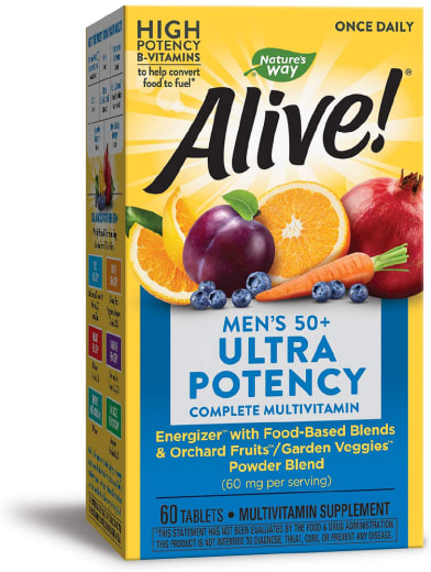 Alive! Once Daily Men's 50+ Multi-Vitamin Ultra Potency -monivitamiini, 60 Tabletit