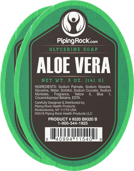 Savon à la glycérine à l'Aloe Vera, 5 oz (141 g) Barre, 2  Barres