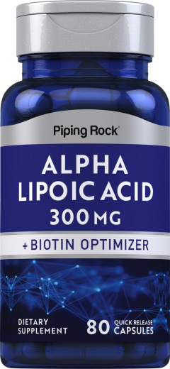 Alfa-liponsyra plus biotinoptimerare (frigörs snabbt), 300 mg, 80 Snabbverkande kapslar