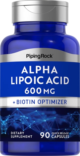 Alfa-liponsyra plus biotinoptimerare (frigörs snabbt), 600 mg, 90 Snabbverkande kapslar