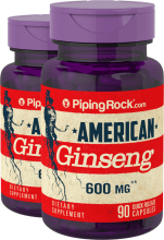 Ginseng américain, 600 mg, 90 Gélules à libération rapide, 2  Bouteilles