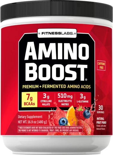 Amino Boost BCAA-pulver (naturlig fruktdryck), 16.9 oz (480 g) Flaska