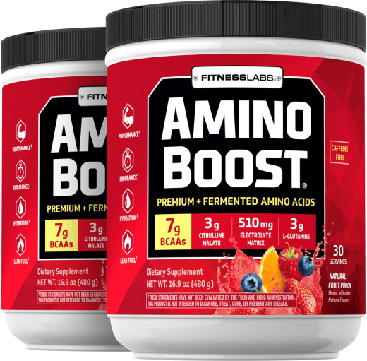 Amino Boost BCAA Pulver (natürlicher Fruchtpunsch), 16.9 oz (480 g) Flasche, 2  Flaschen