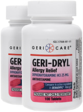 Antihistamine Diphenhydramine HCl 25 mg (Allergy Relief), Compare to Benadryl , 100 Tablets, 2  Bottles