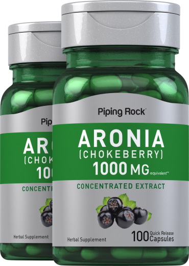 Aronia (surbær), 1000 mg, 100 Hurtigvirkende kapsler, 2  Flasker