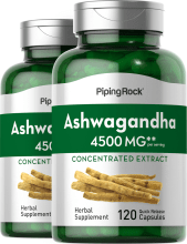 Ashwagandha, 4500 mg (par portion), 120 Gélules à libération rapide, 2  Bouteilles