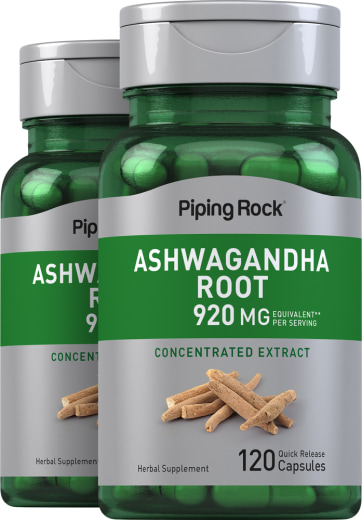 Ashwagandha-Wurzel (Withania somnifera), 920 mg (pro Portion), 120 Kapseln mit schneller Freisetzung, 2  Flaschen