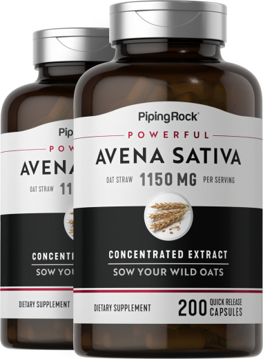 Avena Sativa Erkek Gücü Süper Kuvvetli, 1150 mg (porsiyon başına), 200 Hızlı Yayılan Kapsüller, 2  Şişeler