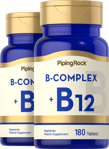 B-Komplex plus Vitamin B-12, 180 Tabletten, 2  Flaschen