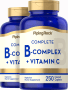 B-Complex plus Vitamin C, 250 Overtrukne kapsler, 2  Flasker