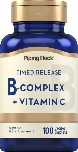 B-Kompleks campur Vitamin C Pelepasan Masa, 100 Caplet Bersalut