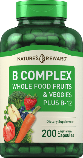 B-Komplex Vollwertiges Obst und Gemüse, 200 Vegetarische Kapseln