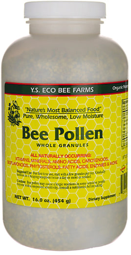 Gránulos de polen de abeja enteros, baja humedad, 16 oz (1 lb) Botella/Frasco