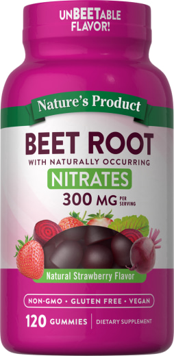 Beet Root (Natural Strawberry) Gummies, 300 mg (per dose), 120 Gummifigurer