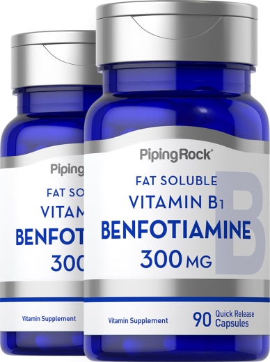 Benfotiamina (Vitamina B-1 solúvel em gordura), 300 mg, 90 Cápsulas de Rápida Absorção, 2  Frascos