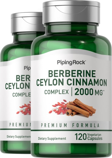 ベルベリン・セイロンシナモン複合体, 2000 mg, 120 ベジタリアン カプセル, 2  ボトル
