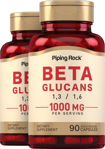 Beta 1,3/1,6-D-glukan , 1000 mg (na porcję), 90 Kapsułki o szybkim uwalnianiu, 2  Butelki