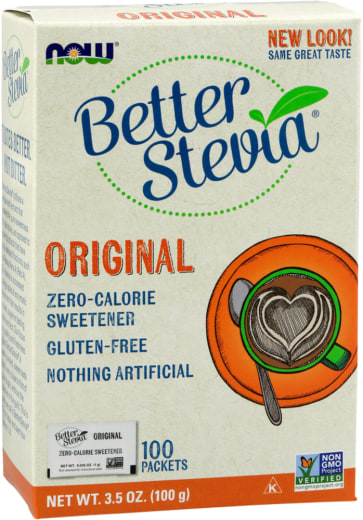 Better Stevia (ดั้งเดิม) 100 ห่อ, 3.5 oz (100 g) กล่อง