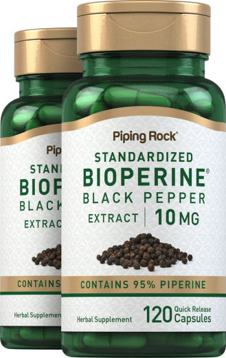BioPerine Black Pepper Extract, 10 mg, 120 Quick Release Capsules, 2  Bottles
