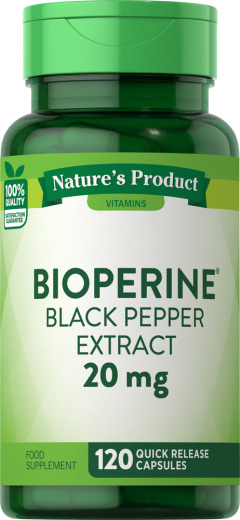 BioPerine Black Pepper Extract, 20 mg (per dose), 120 Capsule a rilascio rapido