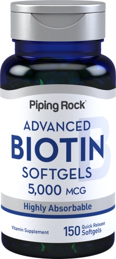 Biotina , 5000 mcg, 150 Cápsulas blandas de liberación rápida