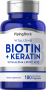 Biotínový komplex 5000 mcg (5 mg) Plus ALA a Keratín, 180 Kapsule s rýchlym uvoľňovaním