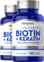 Complesso Biotina 5000 mcg (5 mg) + ALA e cheratina, 180 Capsule a rilascio rapido, 2  Bottiglie