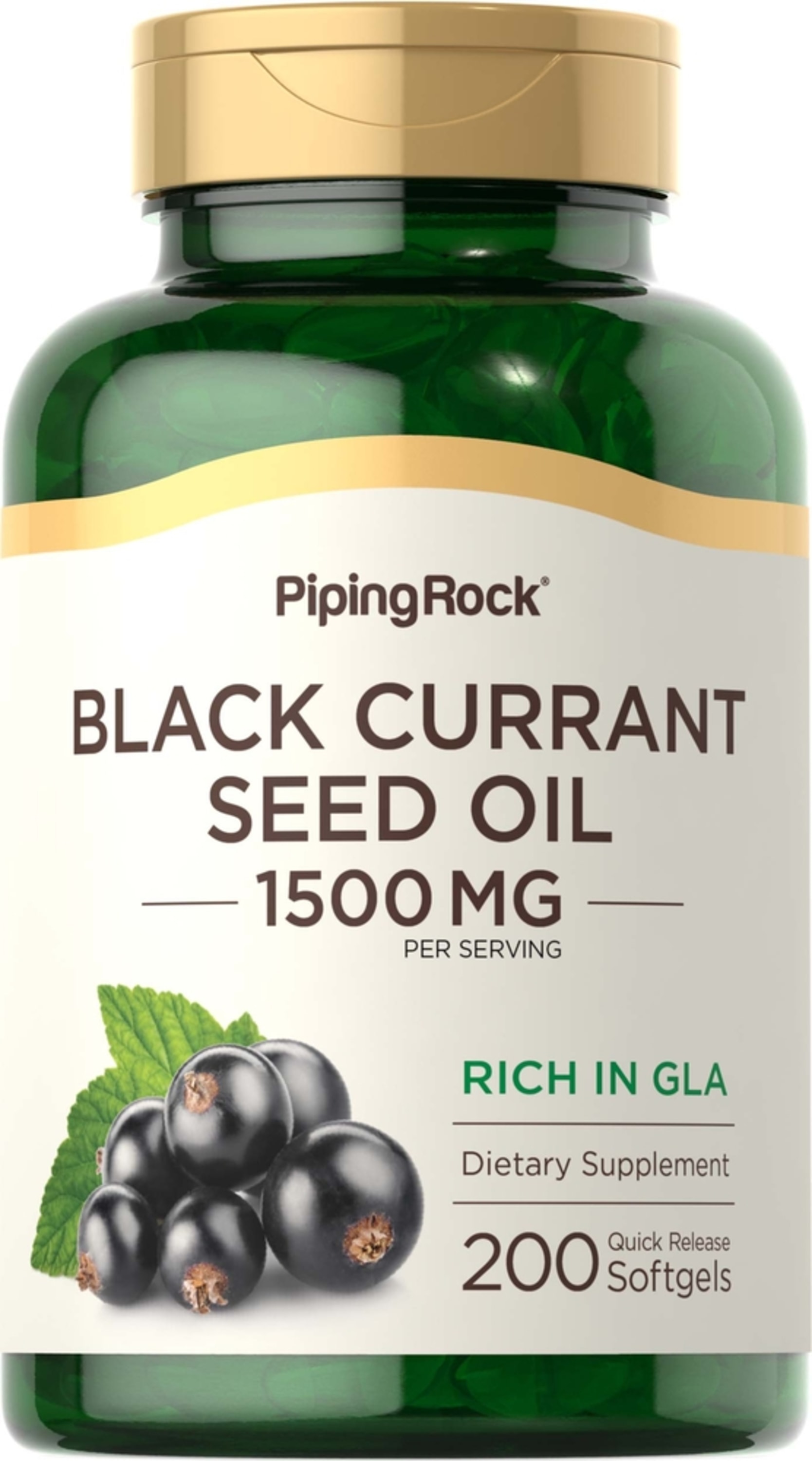 Black Currant Seed Oil, 1500 mg (per serving), 200 Quick Release Softgels |  PipingRock Health Products