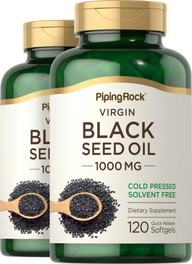 Feketekömény-olaj, 1000 mg, 120 Gyorsan oldódó szoftgél, 2  Palackok