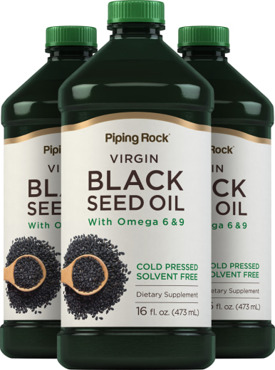 Black Seed Oil (Cumin Seed) - Cold Pressed, 16 fl oz (473 mL) Steklenice, 3  Steklenice