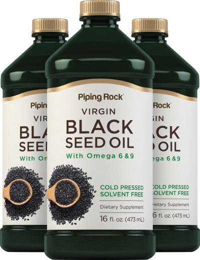 Black Seed Oil (Cumin Seed) - Cold Pressed, 16 fl oz (473 mL) Steklenice, 3  Steklenice