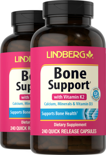 Soporte óseo con vitamina K2, 240 Cápsulas de liberación rápida, 2  Botellas/Frascos