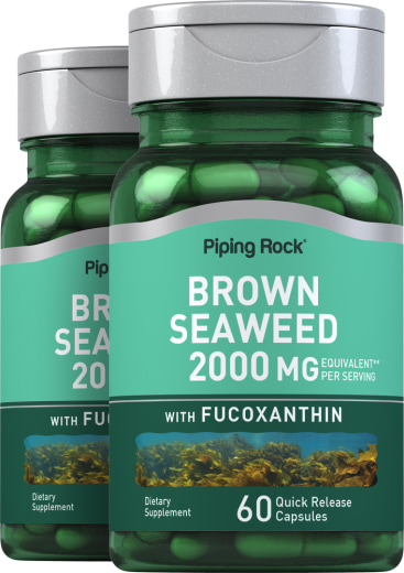 Algas castanhas Plus (Wakame), 2000 mg (por dose), 60 Cápsulas de Rápida Absorção, 2  Frascos