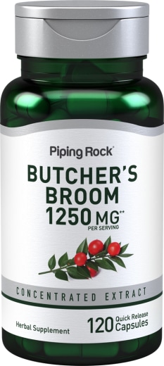Butcher's Broom, 1250 mg (ต่อการเสิร์ฟ), 120 แคปซูลแบบปล่อยตัวยาเร็ว